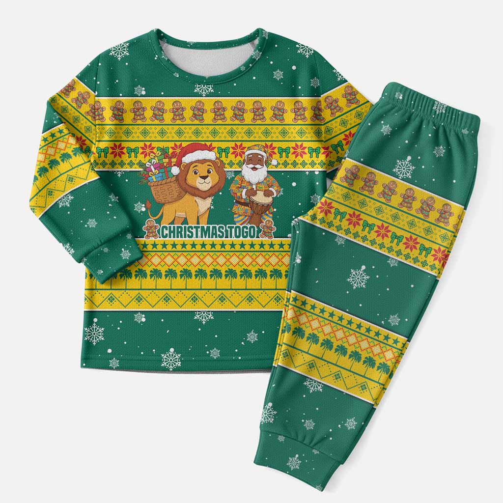 Togo Christmas Pajama Set with Santa Lion Drummer Gingerbread and National Emblem - Wonder Print Shop