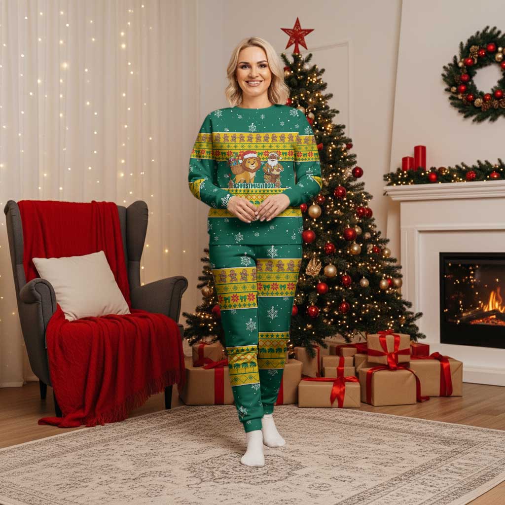 Togo Christmas Pajama Set with Santa Lion Drummer Gingerbread and National Emblem - Wonder Print Shop
