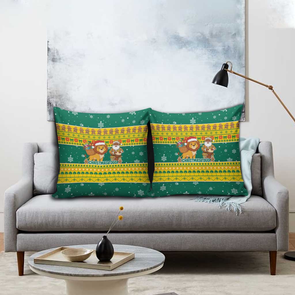 Togo Christmas Pillow Cover with Santa Lion Drummer Gingerbread and National Emblem - Wonder Print Shop
