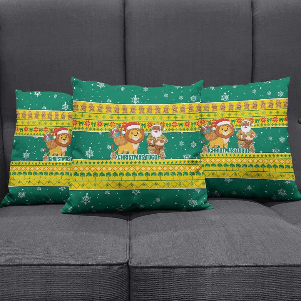 Togo Christmas Pillow Cover with Santa Lion Drummer Gingerbread and National Emblem - Wonder Print Shop