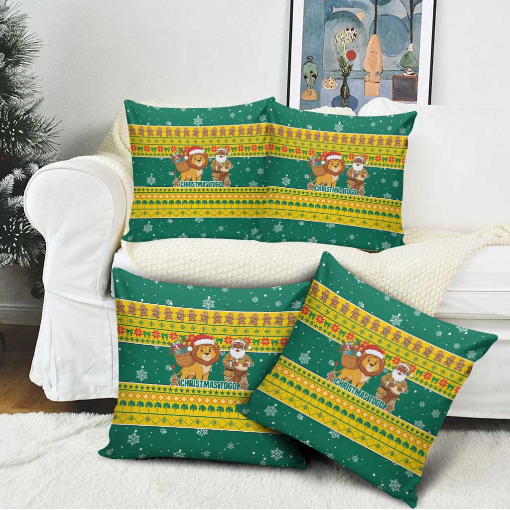 Togo Christmas Pillow Cover with Santa Lion Drummer Gingerbread and National Emblem - Wonder Print Shop