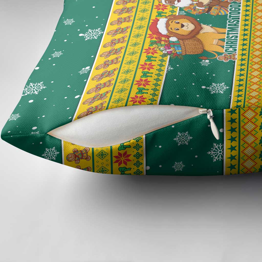 Togo Christmas Pillow Cover with Santa Lion Drummer Gingerbread and National Emblem - Wonder Print Shop