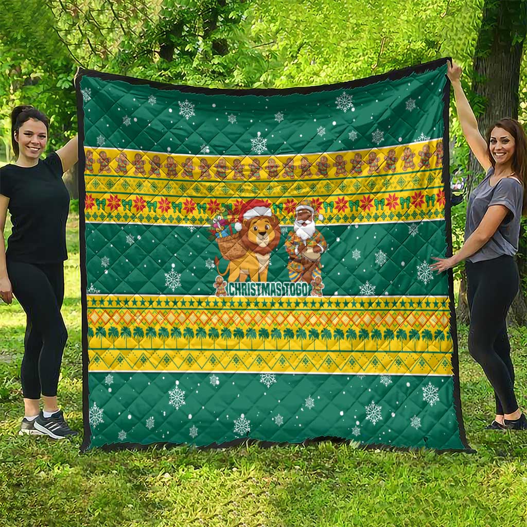 Togo Christmas Quilt with Santa Lion Drummer Gingerbread and National Emblem - Wonder Print Shop