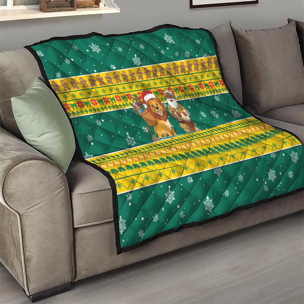 Togo Christmas Quilt with Santa Lion Drummer Gingerbread and National Emblem - Wonder Print Shop