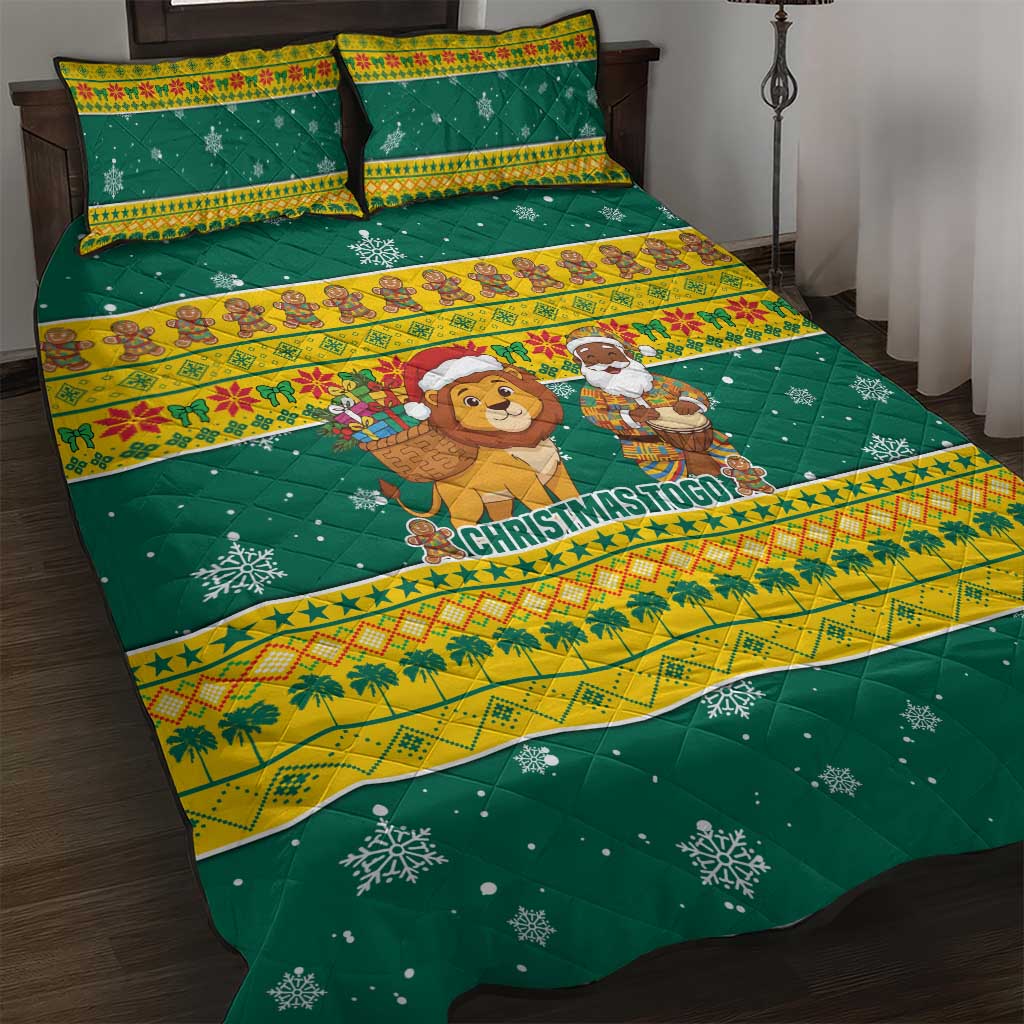 Togo Christmas Quilt Bed Set with Santa Lion Drummer Gingerbread and National Emblem - Wonder Print Shop