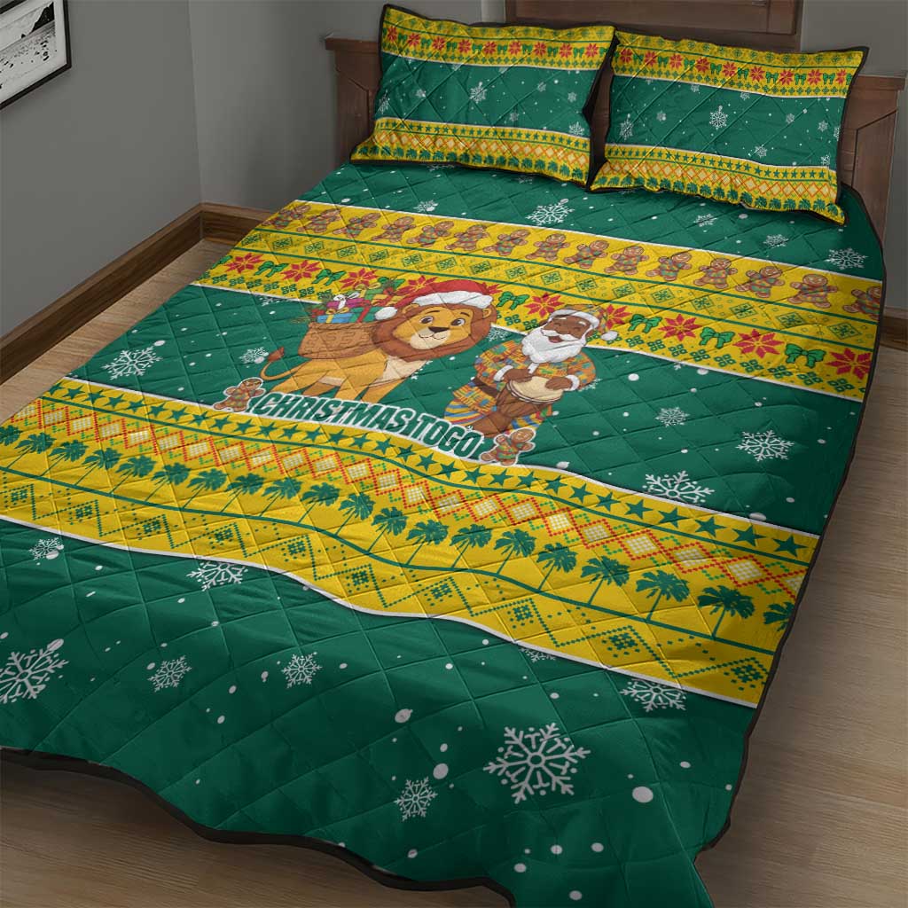 Togo Christmas Quilt Bed Set with Santa Lion Drummer Gingerbread and National Emblem - Wonder Print Shop