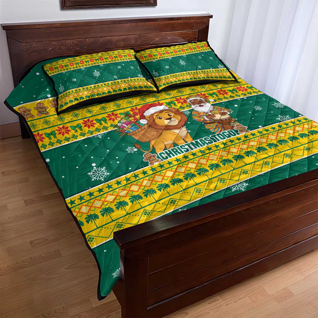 Togo Christmas Quilt Bed Set with Santa Lion Drummer Gingerbread and National Emblem - Wonder Print Shop