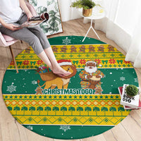 Togo Christmas Round Carpet with Santa Lion Drummer Gingerbread and National Emblem - Wonder Print Shop