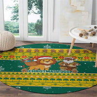 Togo Christmas Round Carpet with Santa Lion Drummer Gingerbread and National Emblem - Wonder Print Shop