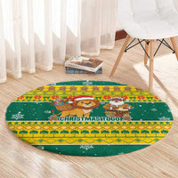 Togo Christmas Round Carpet with Santa Lion Drummer Gingerbread and National Emblem - Wonder Print Shop