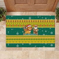 Togo Christmas Rubber Doormat with Santa Lion Drummer Gingerbread and National Emblem - Wonder Print Shop