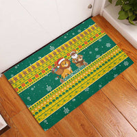 Togo Christmas Rubber Doormat with Santa Lion Drummer Gingerbread and National Emblem - Wonder Print Shop