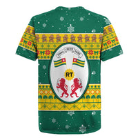 Togo Christmas Rugby Jersey with Santa Lion Drummer Gingerbread and National Emblem - Wonder Print Shop