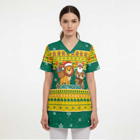 Togo Christmas Scrub Top with Santa Lion Drummer Gingerbread and National Emblem - Wonder Print Shop