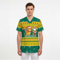 Togo Christmas Scrub Top with Santa Lion Drummer Gingerbread and National Emblem - Wonder Print Shop