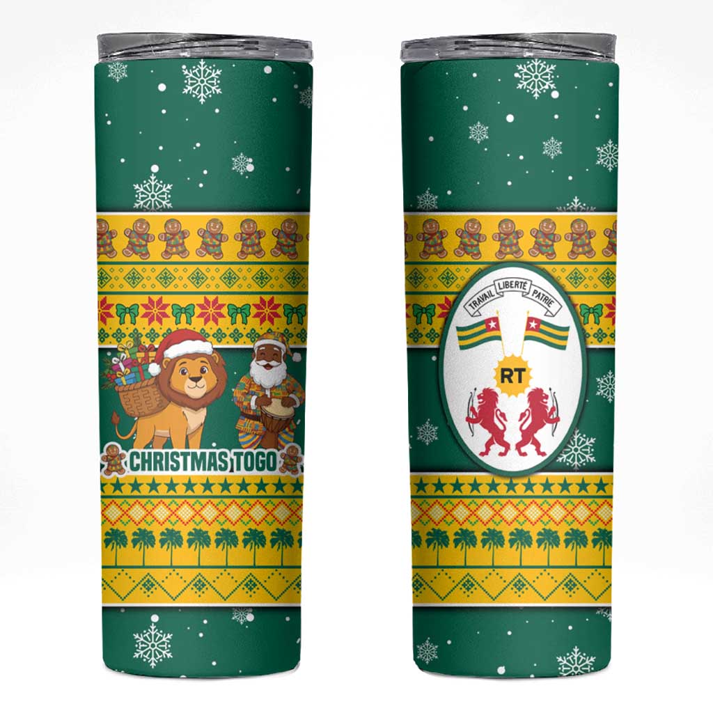Togo Christmas Skinny Tumbler with Santa Lion Drummer Gingerbread and National Emblem - Wonder Print Shop