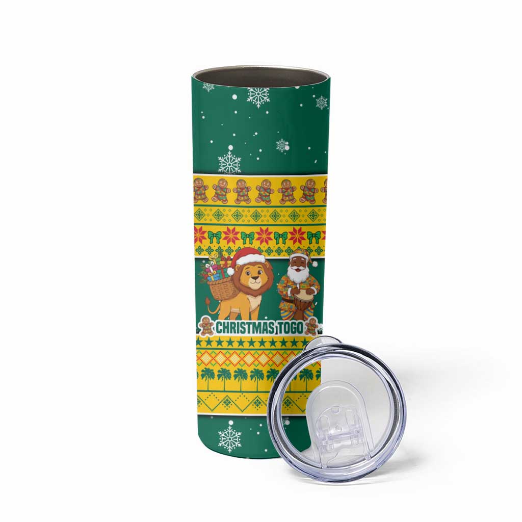 Togo Christmas Skinny Tumbler with Santa Lion Drummer Gingerbread and National Emblem - Wonder Print Shop