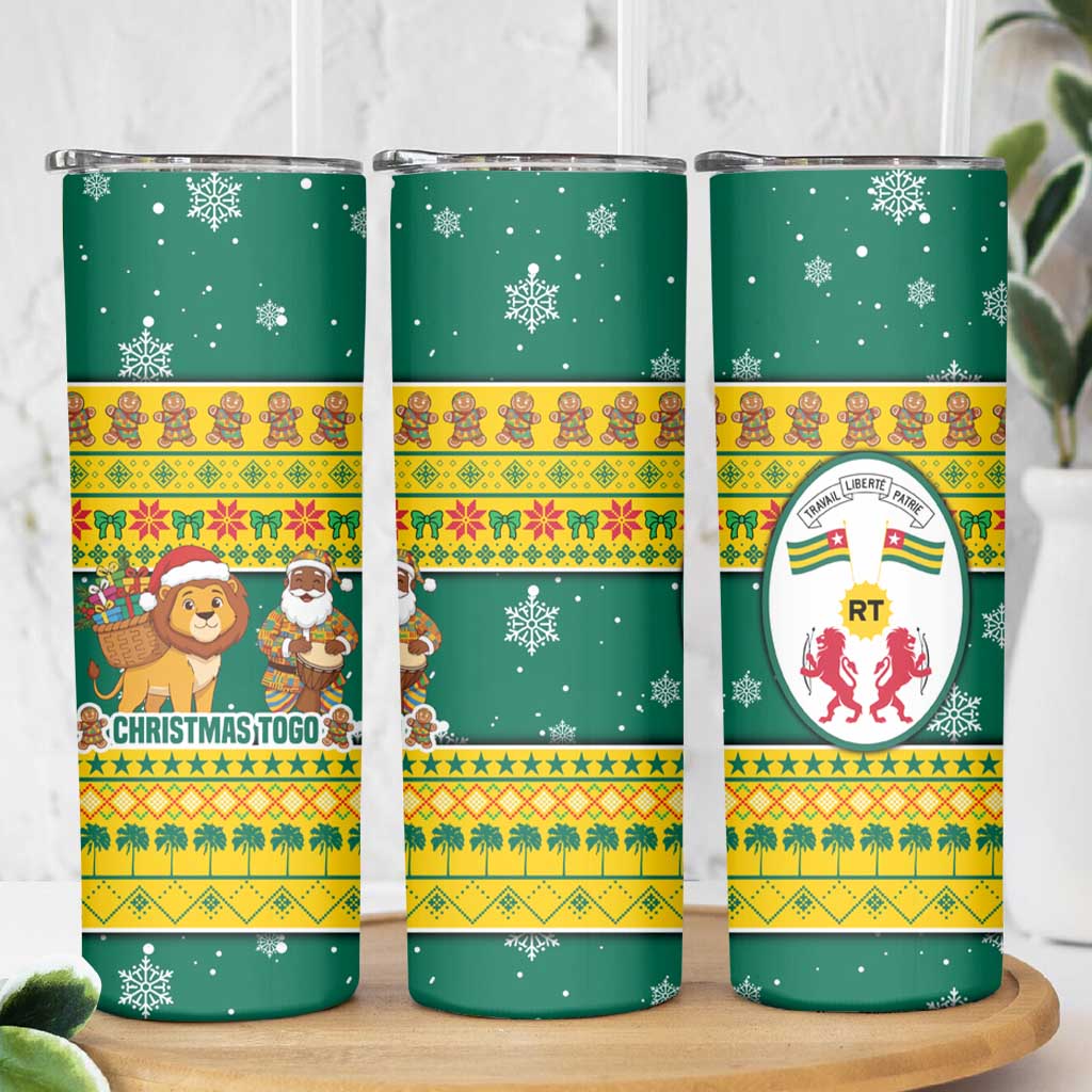 Togo Christmas Skinny Tumbler with Santa Lion Drummer Gingerbread and National Emblem - Wonder Print Shop