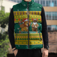 Togo Christmas Sleeveless Puffer Jacket with Santa Lion Drummer Gingerbread and National Emblem - Wonder Print Shop