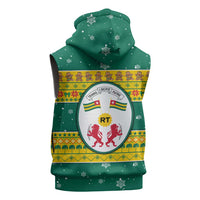 Togo Christmas Sleeveless Zip Hoodie with Santa Lion Drummer Gingerbread and National Emblem - Wonder Print Shop