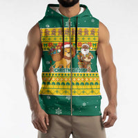 Togo Christmas Sleeveless Zip Hoodie with Santa Lion Drummer Gingerbread and National Emblem - Wonder Print Shop