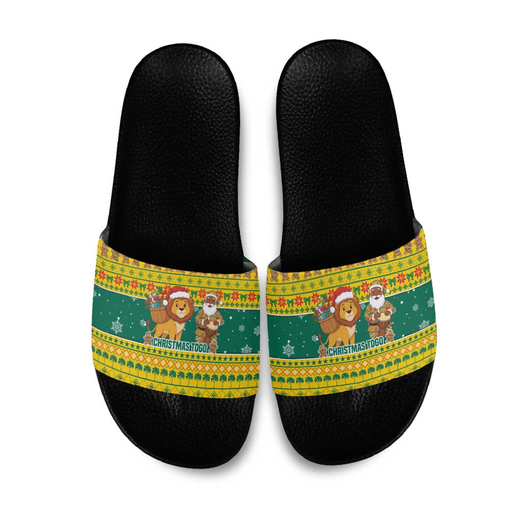 Togo Christmas Slide Sandals with Santa Lion Drummer Gingerbread and National Emblem - Wonder Print Shop