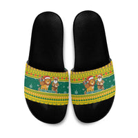 Togo Christmas Slide Sandals with Santa Lion Drummer Gingerbread and National Emblem - Wonder Print Shop