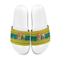 Togo Christmas Slide Sandals with Santa Lion Drummer Gingerbread and National Emblem - Wonder Print Shop