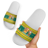 Togo Christmas Slide Sandals with Santa Lion Drummer Gingerbread and National Emblem - Wonder Print Shop