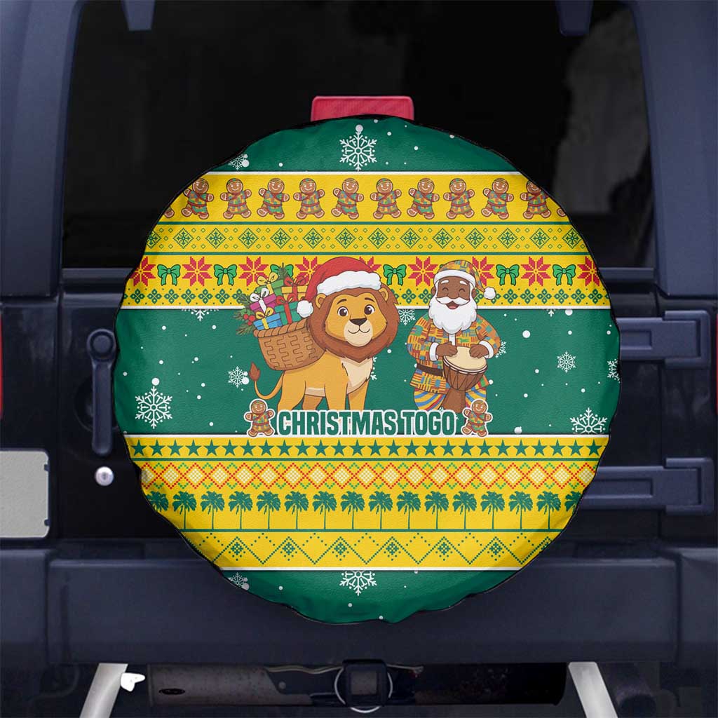 Togo Christmas Spare Tire Cover with Santa Lion Drummer Gingerbread and National Emblem - Wonder Print Shop