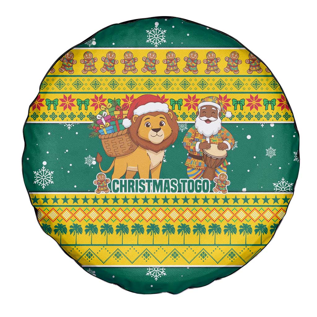 Togo Christmas Spare Tire Cover with Santa Lion Drummer Gingerbread and National Emblem - Wonder Print Shop