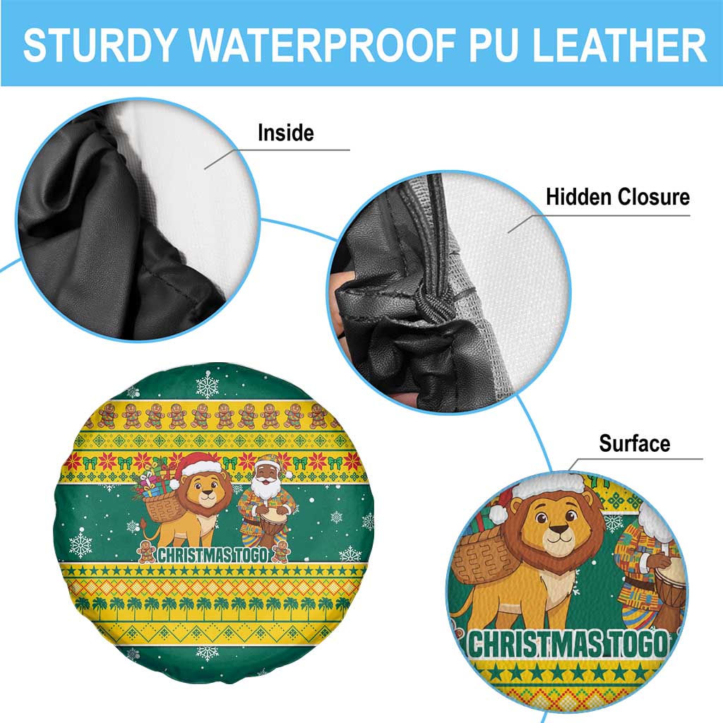 Togo Christmas Spare Tire Cover with Santa Lion Drummer Gingerbread and National Emblem - Wonder Print Shop