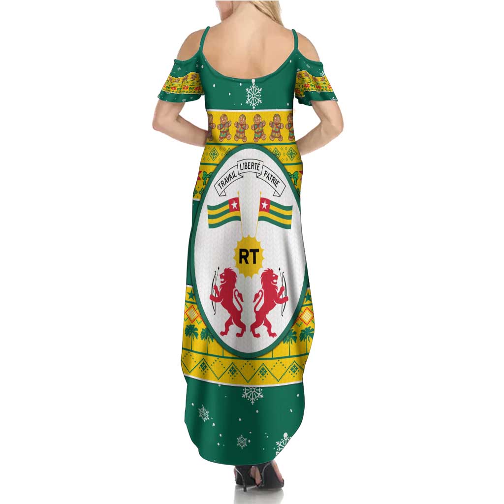 Togo Christmas Summer Maxi Dress with Santa Lion Drummer Gingerbread and National Emblem - Wonder Print Shop