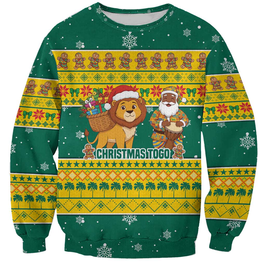 Togo Christmas Sweatshirt with Santa Lion Drummer Gingerbread and National Emblem - Wonder Print Shop