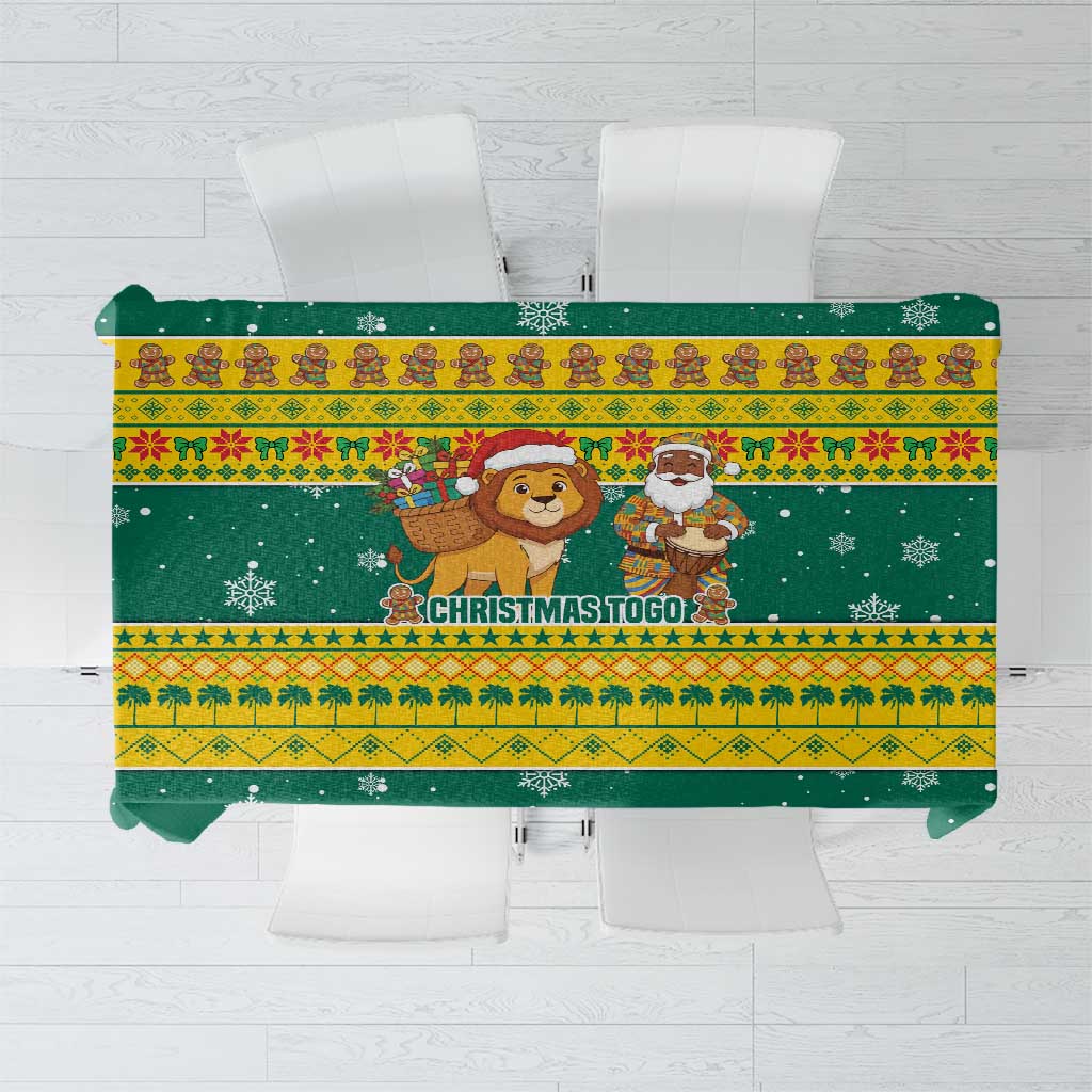 Togo Christmas Tablecloth with Santa Lion Drummer Gingerbread and National Emblem - Wonder Print Shop