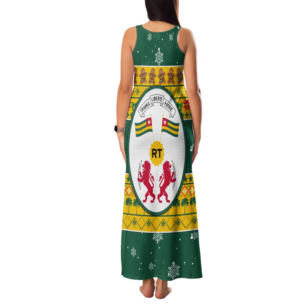 Togo Christmas Tank Maxi Dress with Santa Lion Drummer Gingerbread and National Emblem - Wonder Print Shop