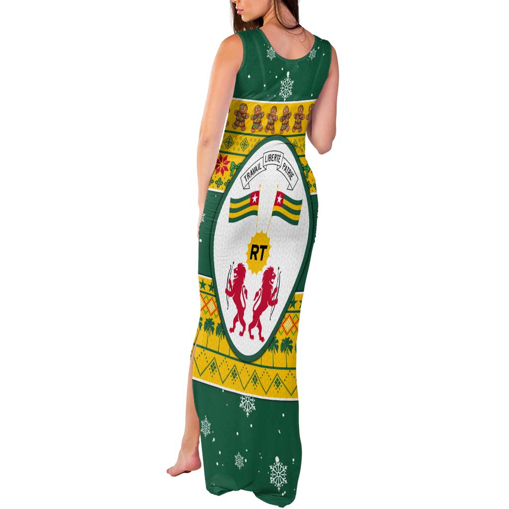 Togo Christmas Tank Maxi Dress with Santa Lion Drummer Gingerbread and National Emblem - Wonder Print Shop
