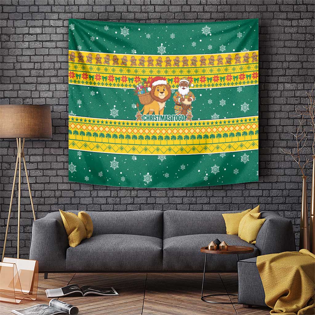 Togo Christmas Tapestry with Santa Lion Drummer Gingerbread and National Emblem - Wonder Print Shop