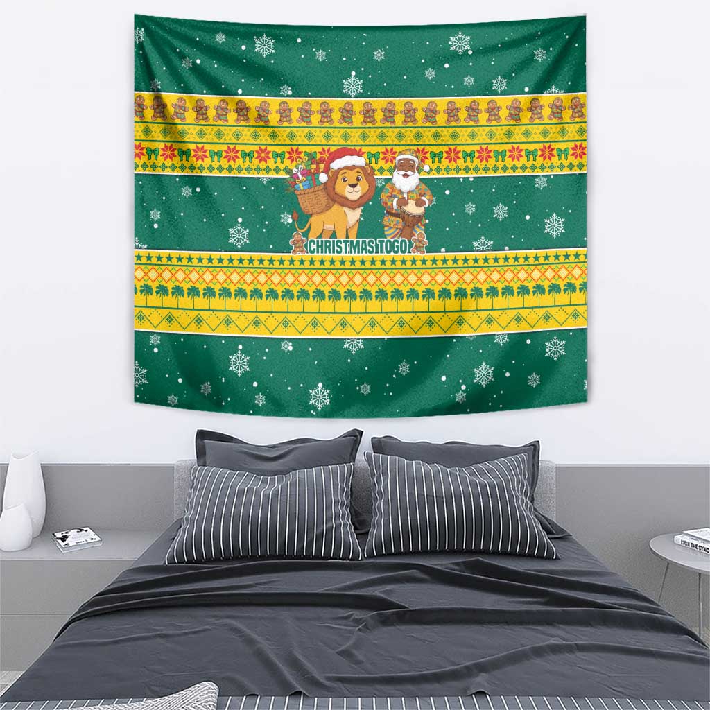 Togo Christmas Tapestry with Santa Lion Drummer Gingerbread and National Emblem - Wonder Print Shop