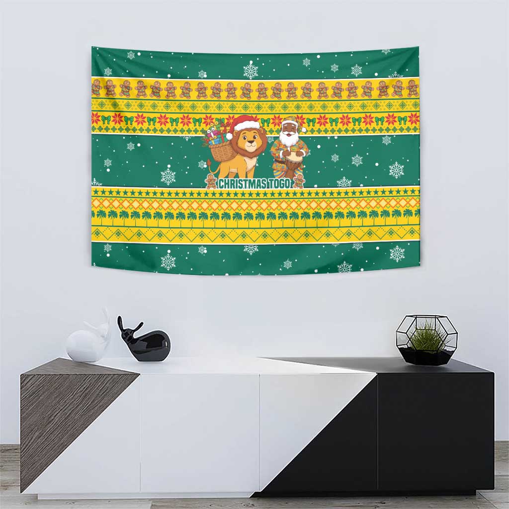 Togo Christmas Tapestry with Santa Lion Drummer Gingerbread and National Emblem - Wonder Print Shop