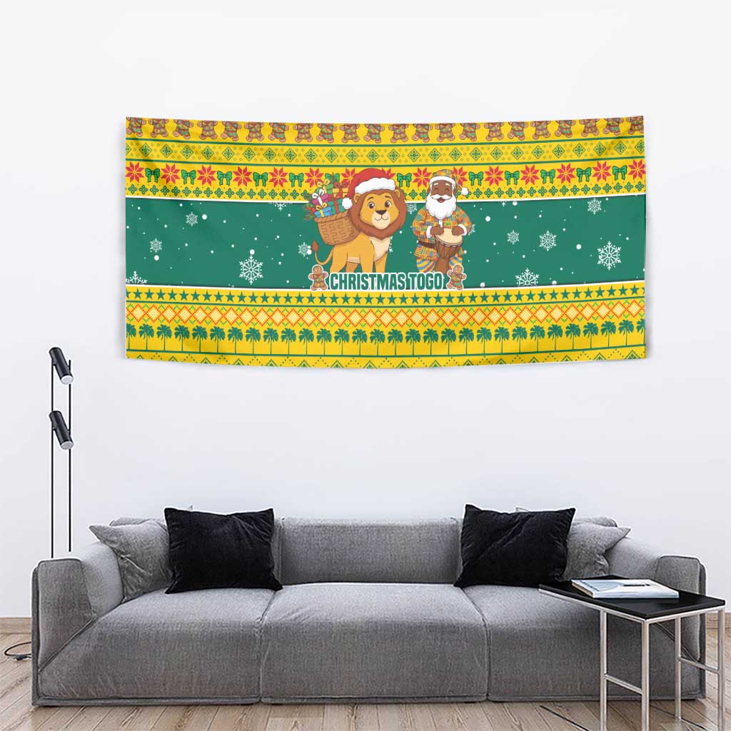 Togo Christmas Tapestry with Santa Lion Drummer Gingerbread and National Emblem - Wonder Print Shop