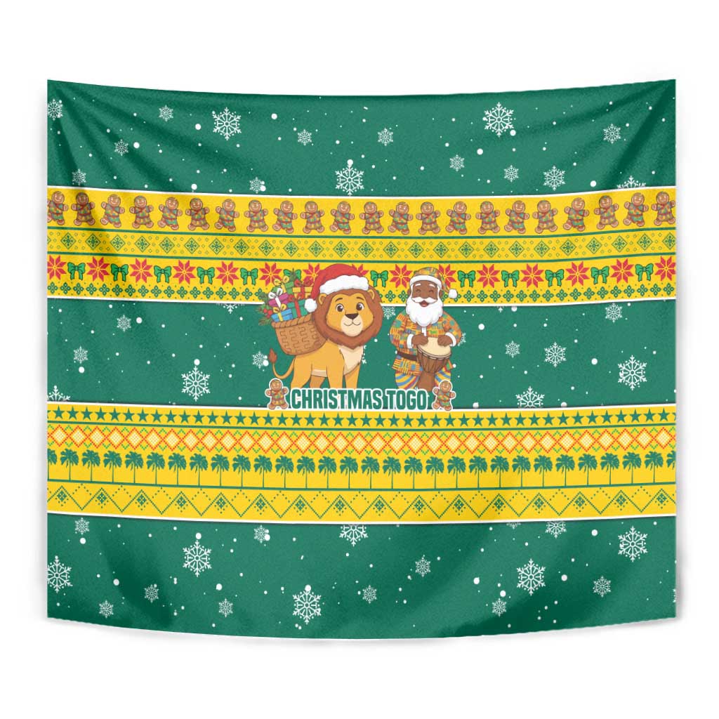 Togo Christmas Tapestry with Santa Lion Drummer Gingerbread and National Emblem - Wonder Print Shop