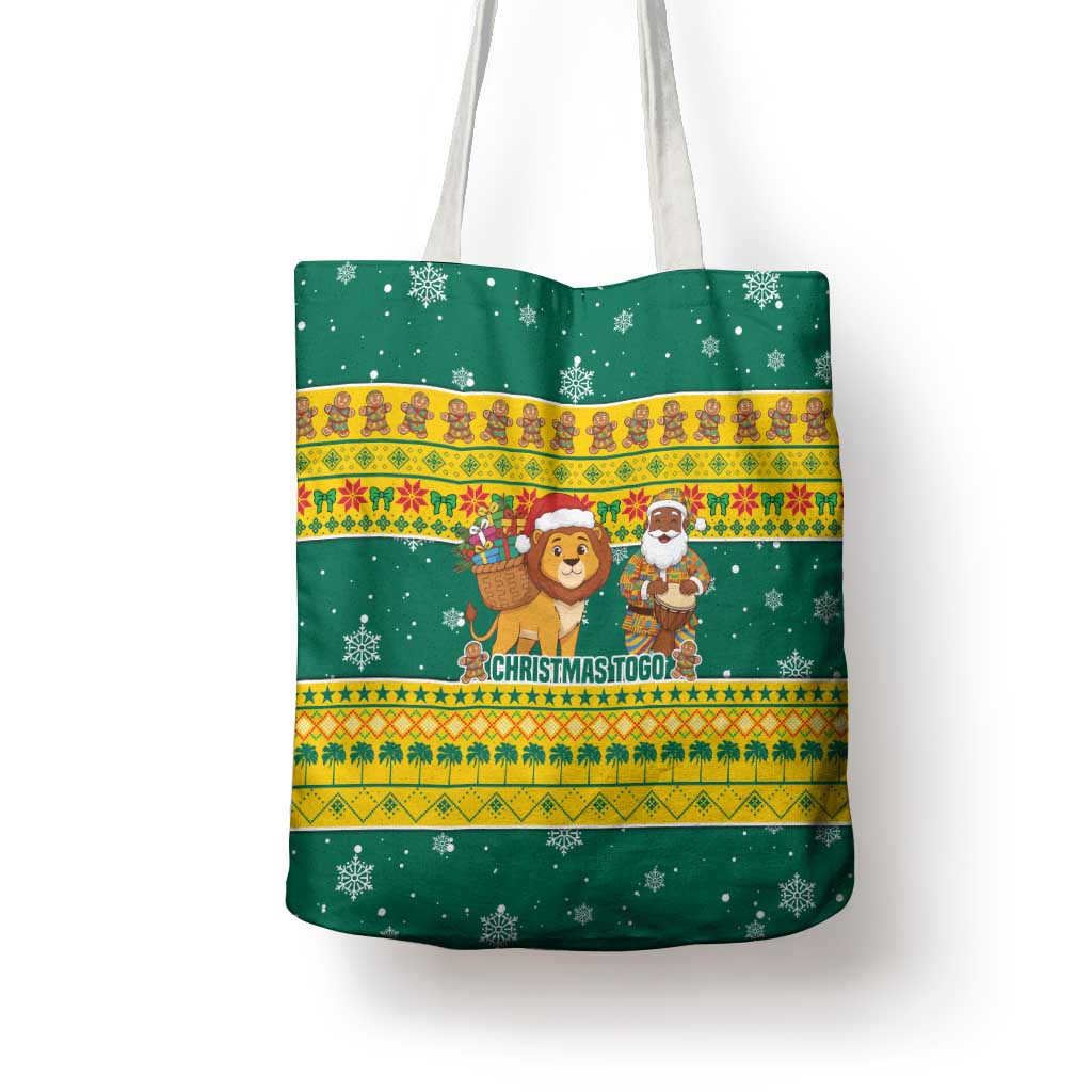 Togo Christmas Tote Bag with Santa Lion Drummer Gingerbread and National Emblem - Wonder Print Shop