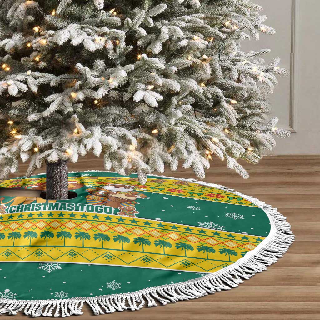 Togo Christmas Tree Skirt with Santa Lion Drummer Gingerbread and National Emblem - Wonder Print Shop