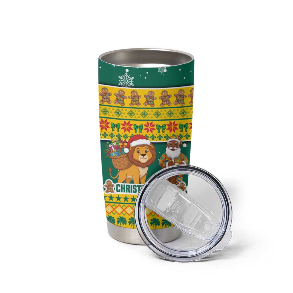 Togo Christmas Tumbler Cup with Santa Lion Drummer Gingerbread and National Emblem - Wonder Print Shop