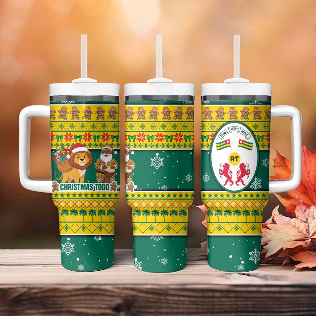 Togo Christmas Tumbler With Handle with Santa Lion Drummer Gingerbread and National Emblem - Wonder Print Shop