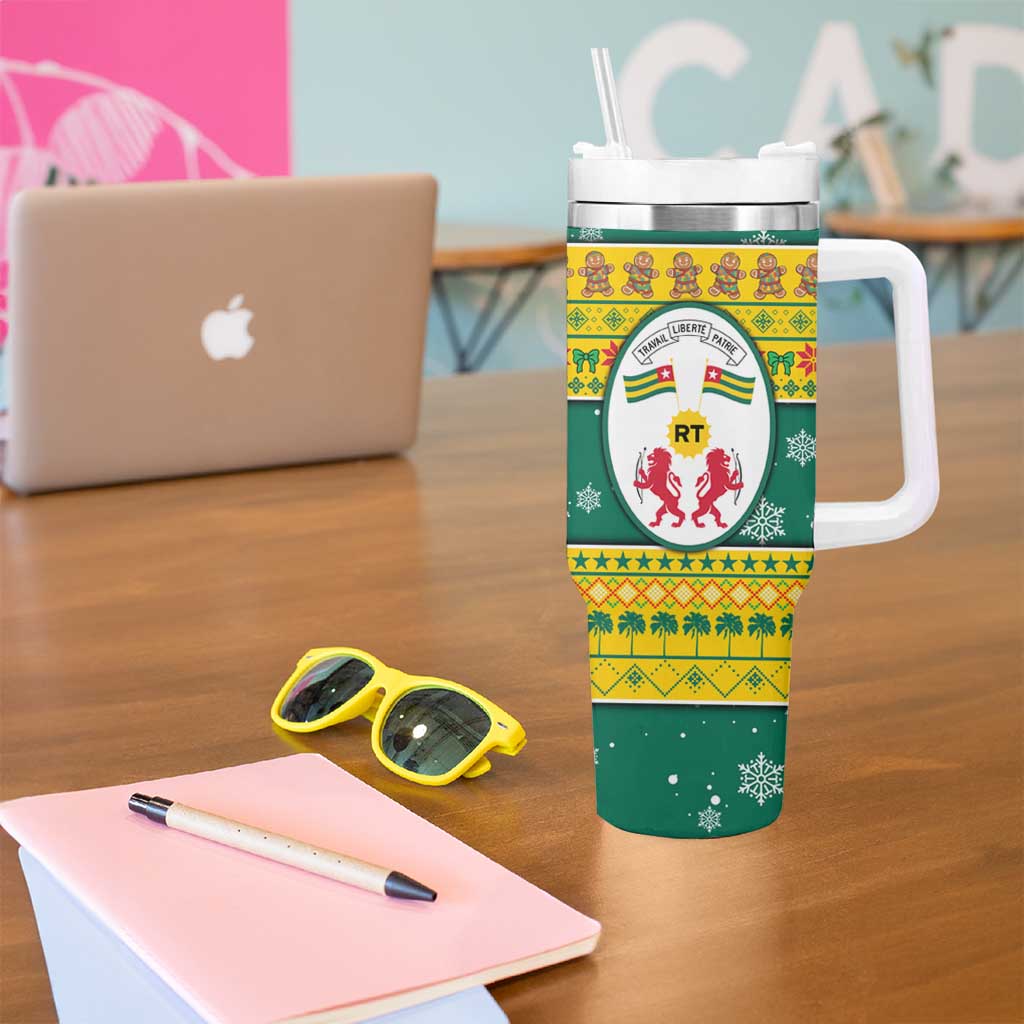 Togo Christmas Tumbler With Handle with Santa Lion Drummer Gingerbread and National Emblem - Wonder Print Shop