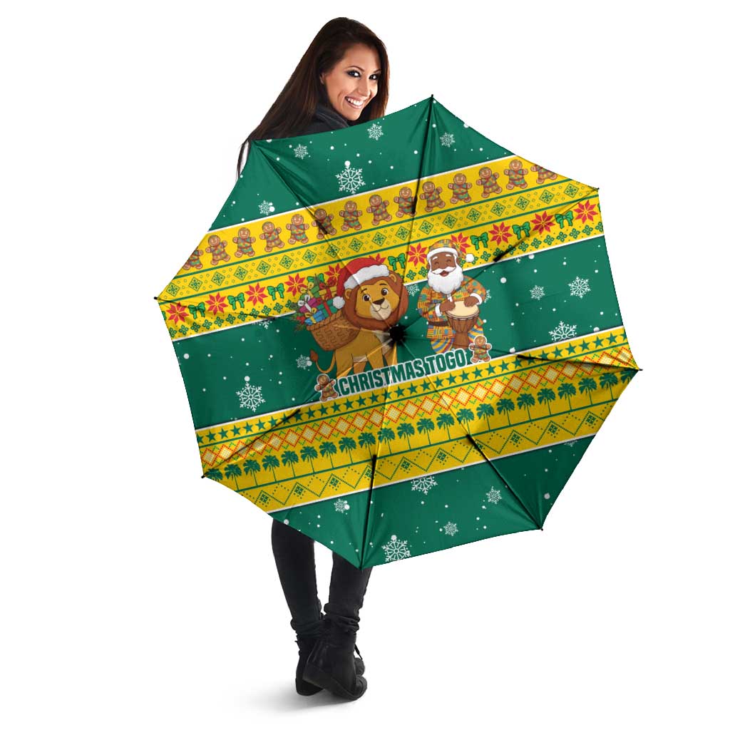 Togo Christmas Umbrella with Santa Lion Drummer Gingerbread and National Emblem - Wonder Print Shop