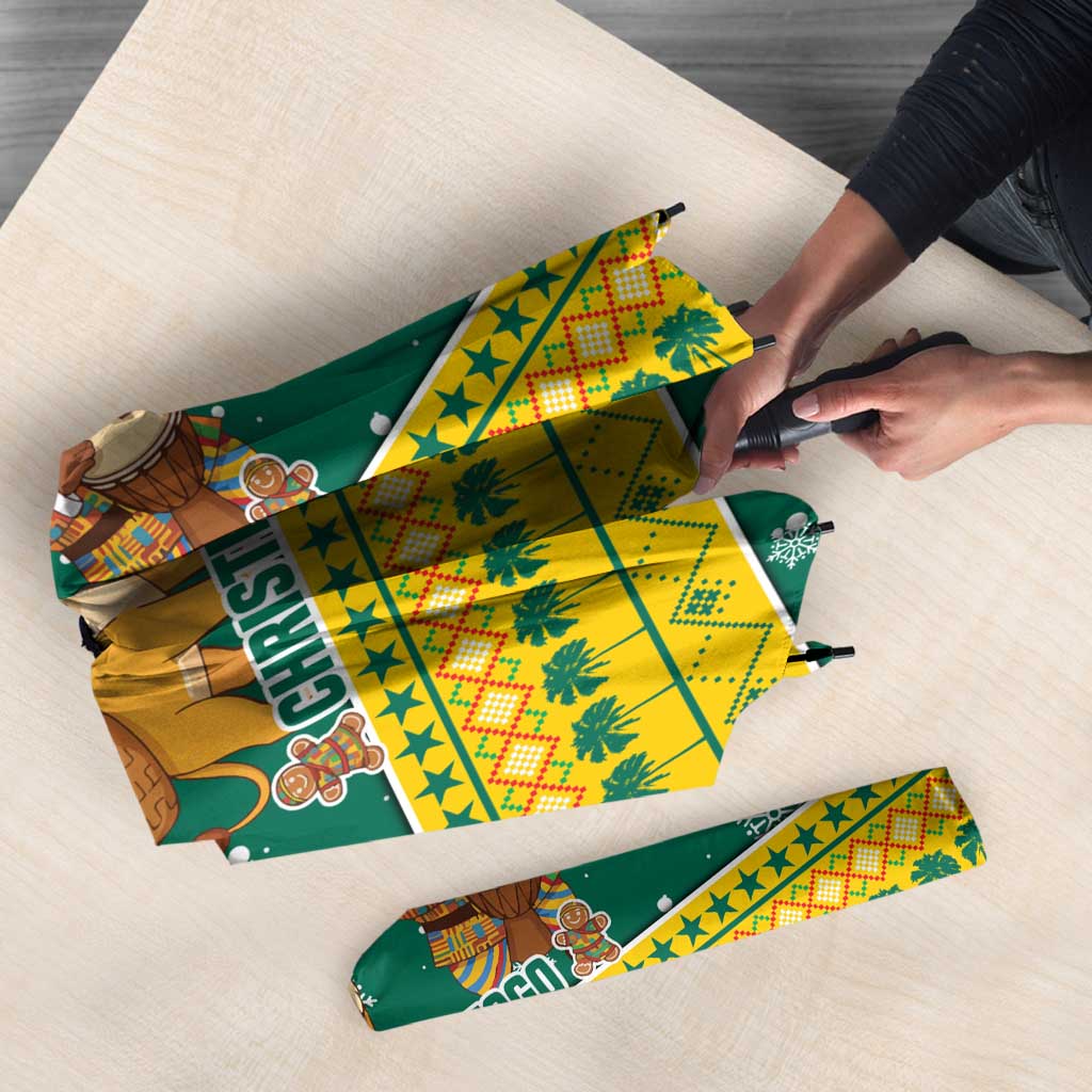 Togo Christmas Umbrella with Santa Lion Drummer Gingerbread and National Emblem - Wonder Print Shop