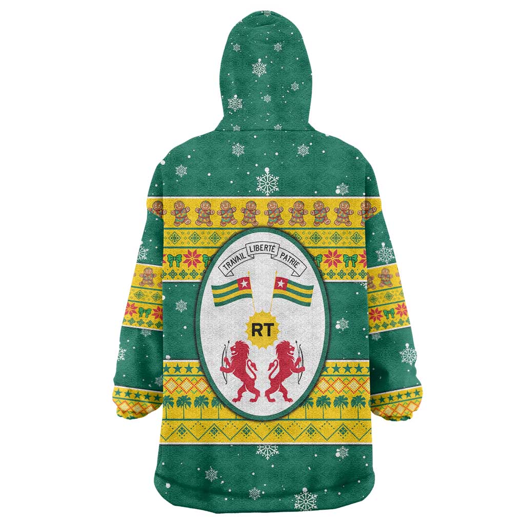 Togo Christmas Wearable Blanket Hoodie with Santa Lion Drummer Gingerbread and National Emblem - Wonder Print Shop